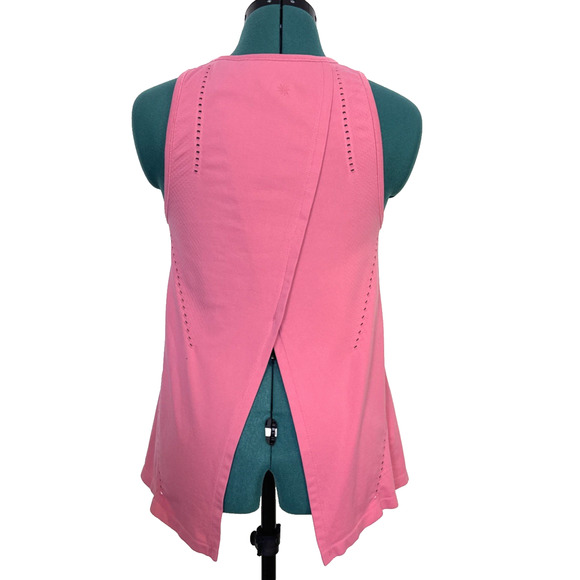 ATHLETA Foothill Split Back Tank Top XS Pink Workout Sleeveless High Neck - Picture 3 of 6